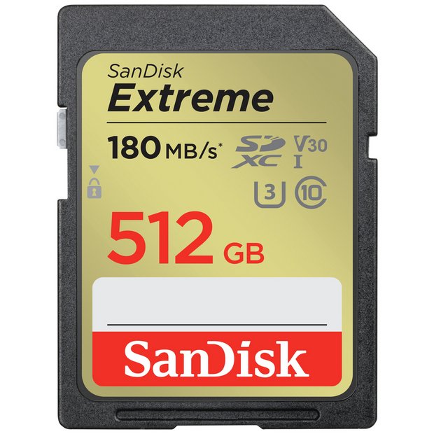 SanDisk Extreme SDXC memory card 512GB (British brand)