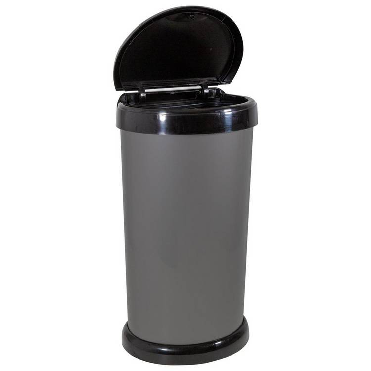Moda touch top bin grey 42 litre, imported from the UK