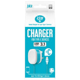 Juice 25W Type-C wall charger cable blue white (British brand)