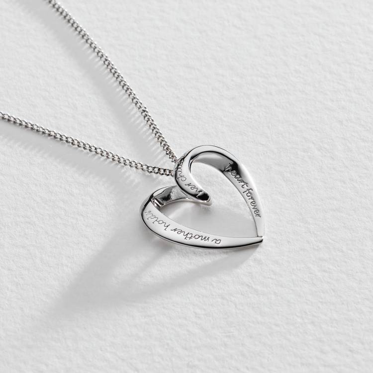 Moon & Back sterling silver Mum heart pendant necklace - British product
