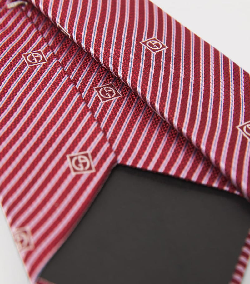 Giorgio Armani silk stripe logo tie, UK version