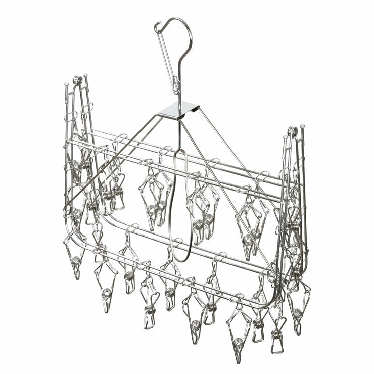 SimplyKleen stainless steel laundry hanger with 28 clips, UK version