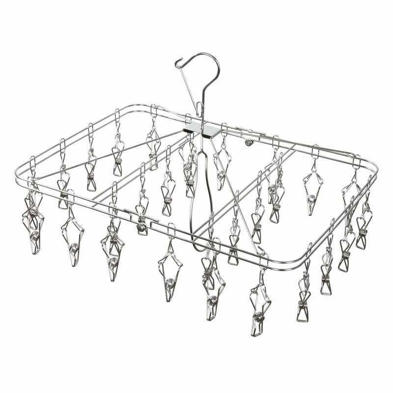SimplyKleen stainless steel laundry hanger with 28 clips, UK version