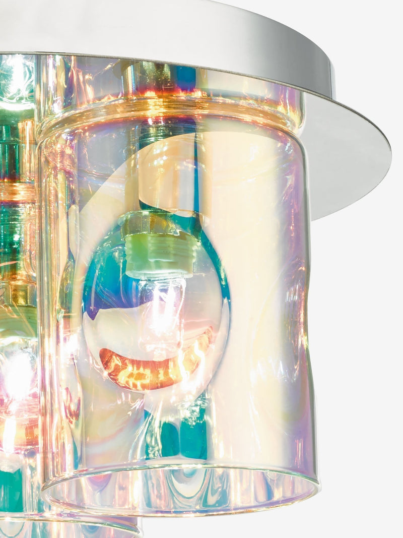 Dar Lighting Inter flush ceiling light 3 light iridised glass - British product