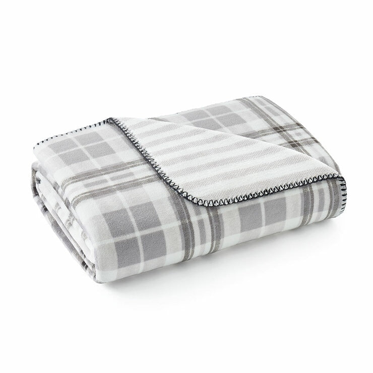 Casual Living grauer weißer wendbarer Plüschüberwurf 127x177 cm - britisches Produkt