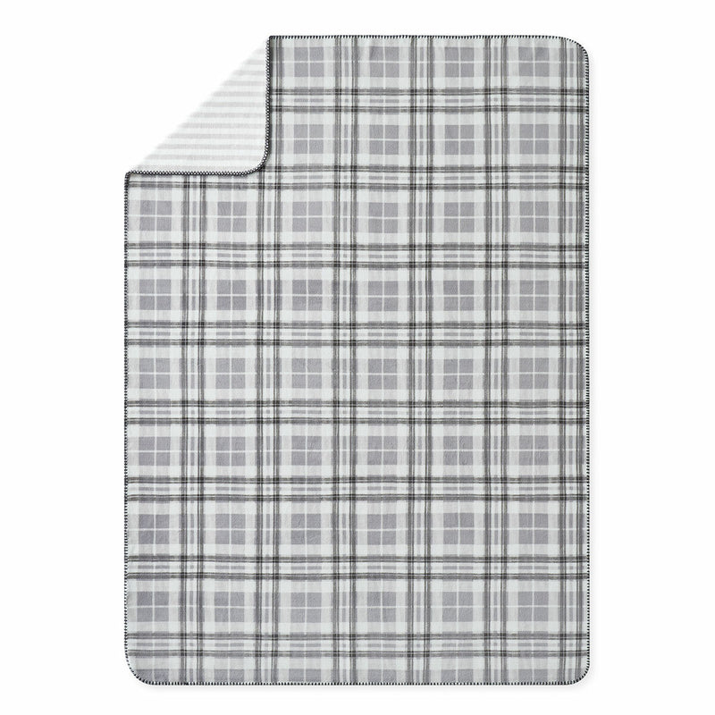 Casual Living grauer weißer wendbarer Plüschüberwurf 127x177 cm - britisches Produkt