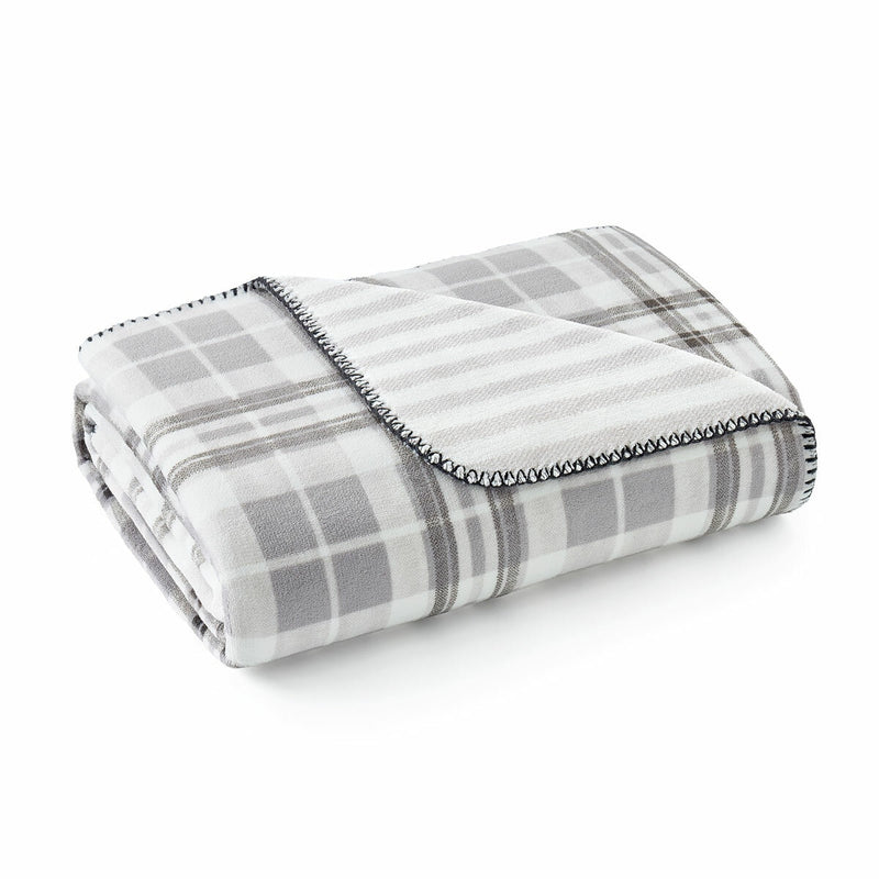 Casual Living grauer weißer wendbarer Plüschüberwurf 127x177 cm - britisches Produkt