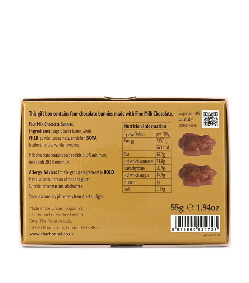 Charbonnel et Walker milk chocolate rabbits sleeve box 55g - British product
