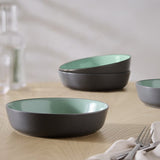 Habitat two tone stoneware pasta bowls grey mint 4 piece (British brand)