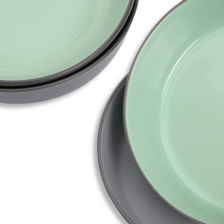 Habitat two tone stoneware pasta bowls grey mint 4 piece (British brand)