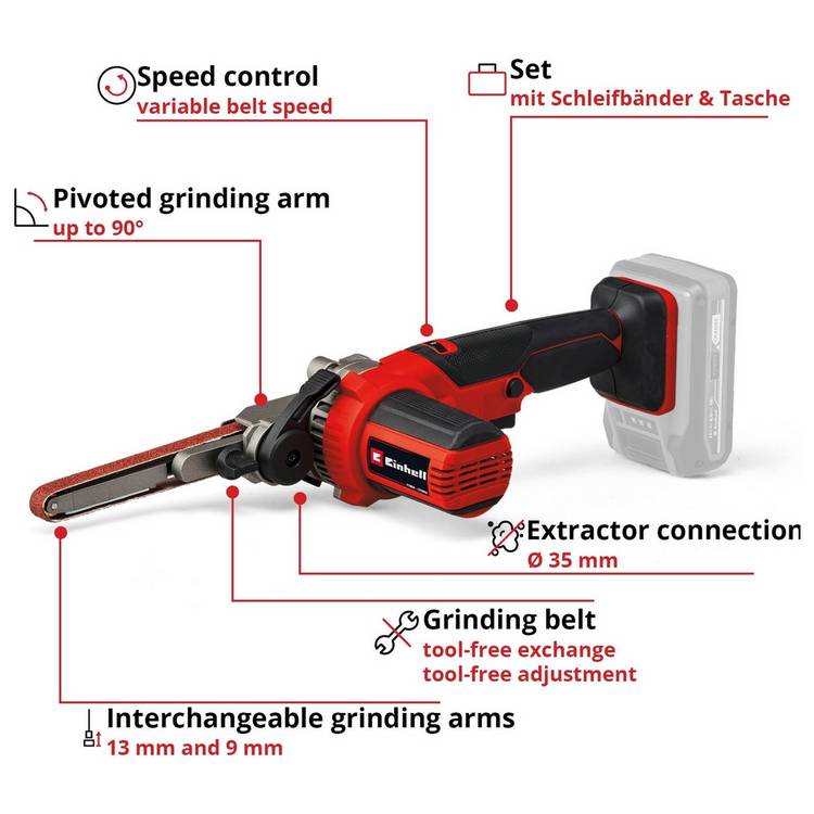 Einhell cordless sander 18V with grinding arms (British brand)