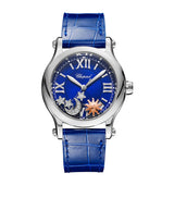 Harrods Chopard Happy Sport Sun, Moon and Stars Stainless Steel and Diamond Watch 36mm- Buy online at McGrocer