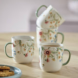 Argos Argos Home Floral Set of 4 Stoneware Mugs - Cream - 400ml- Buy online at McGrocer