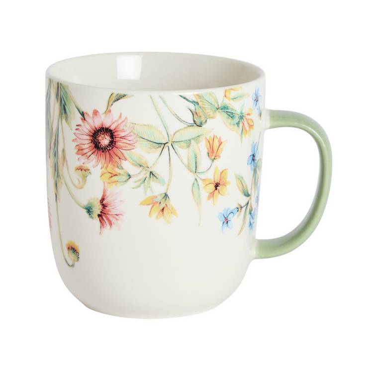 Argos Home floral mugs set of 4 cream stoneware (British brand)