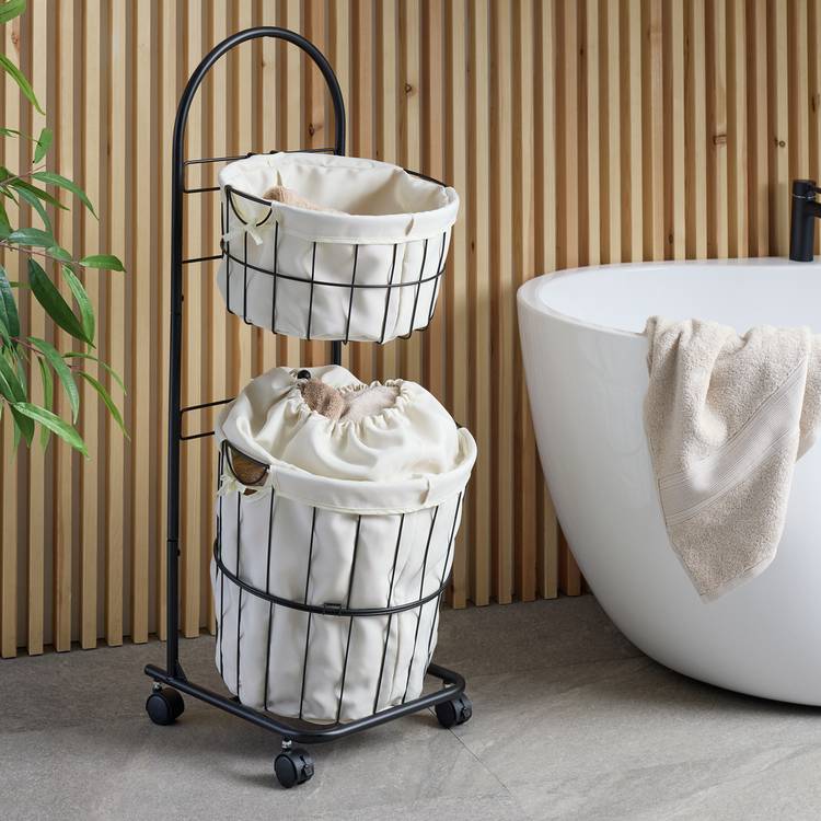 Argos Home laundry basket trolley 37 litre black - British product