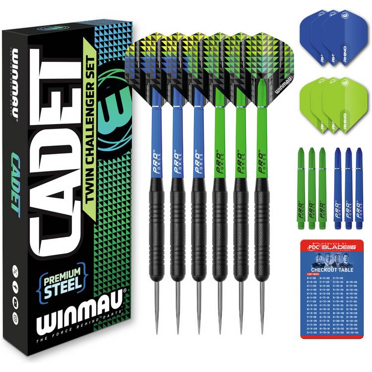 Winmau Cadet 19g steel darts set with flights - British product
