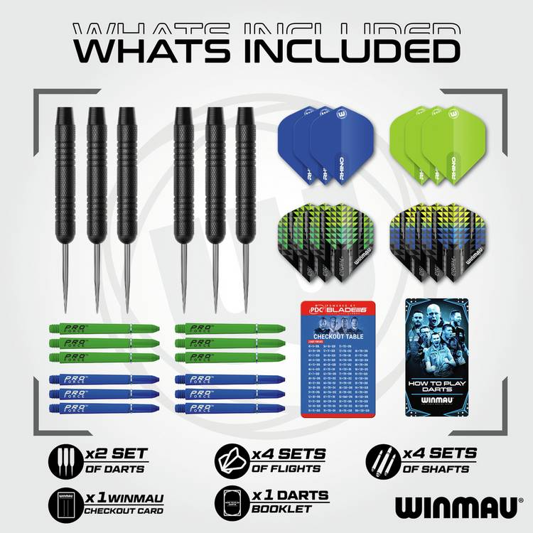Winmau Cadet 19g steel darts set with flights - British product