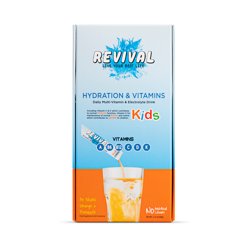 Revival KIDS multivitamin drink mix Orange & Pineapple 30 sachets - British product