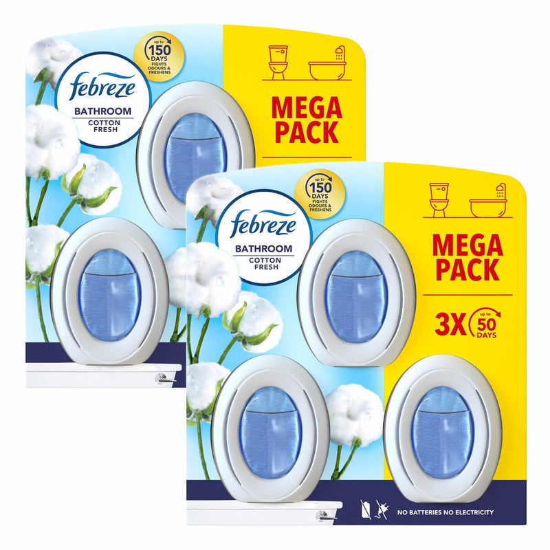 Febreze Cotton Fresh Bathroom Gel Air Freshener 2 x 3 Pack - British product