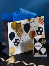 Navy Balloons Gift Bag and Card Set