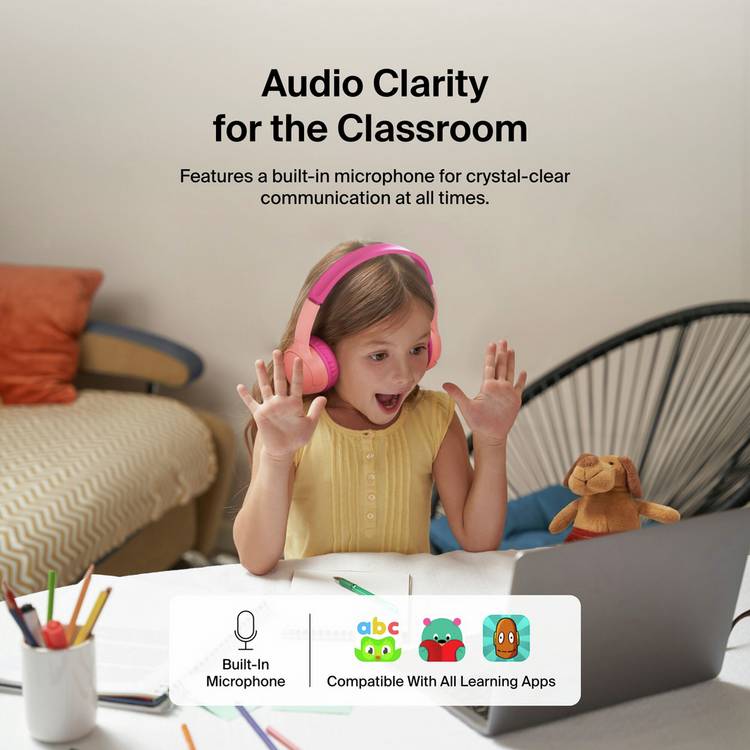 Belkin kids wireless headphones pink - British product