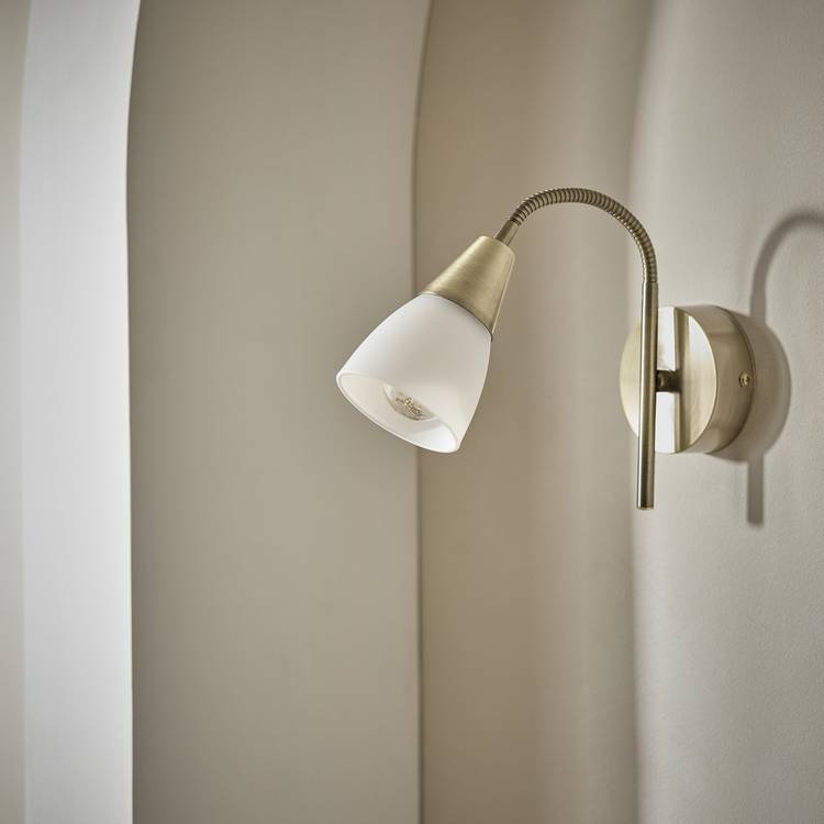 Argos Home Curico glass wall light brass and white, UK version