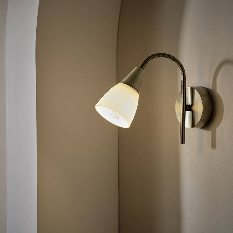 Argos Home Curico glass wall light brass and white, UK version