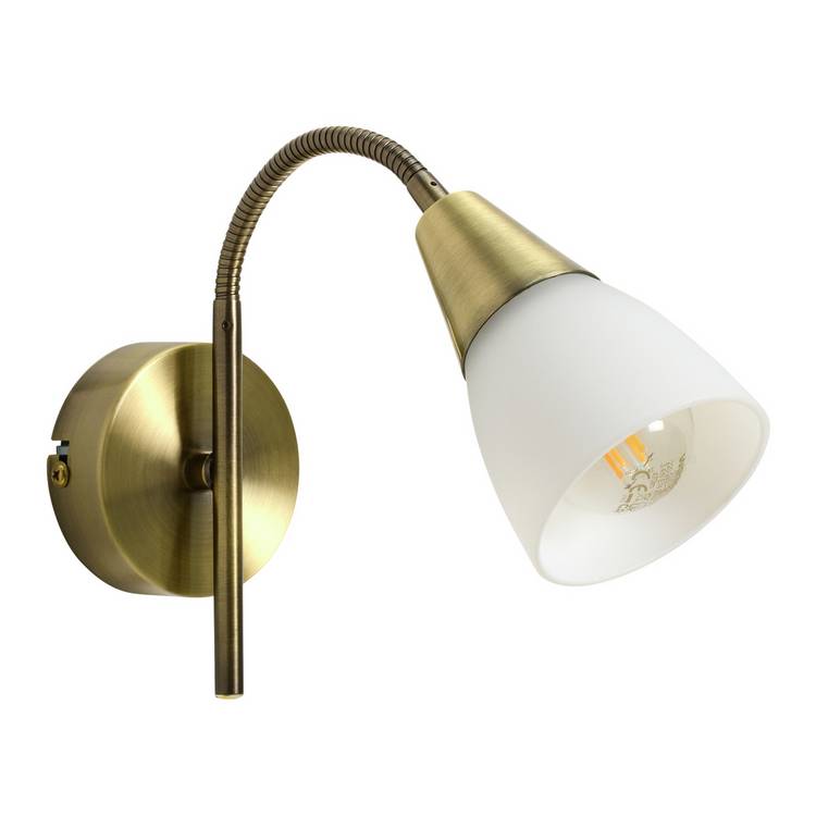 Argos Home Curico glass wall light brass and white, UK version