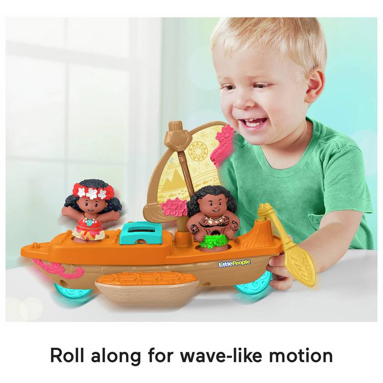 Fisher-Price Moana and Maui canoe toy boat set, imported from the UK