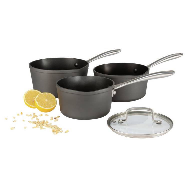Habitat 3 piece hard anodised saucepan set, UK version