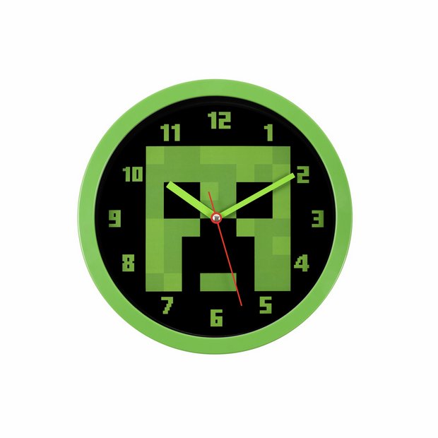 Minecraft wall clock green 25cm (British brand)