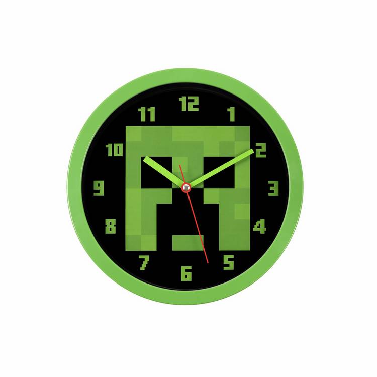 Minecraft wall clock green 25cm (British brand)