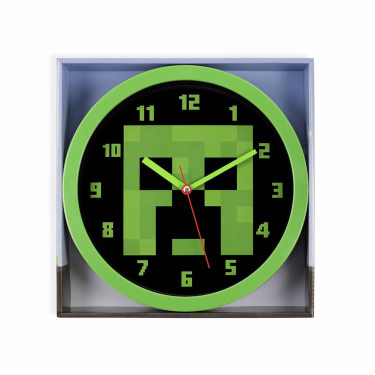 Minecraft wall clock green 25cm (British brand)