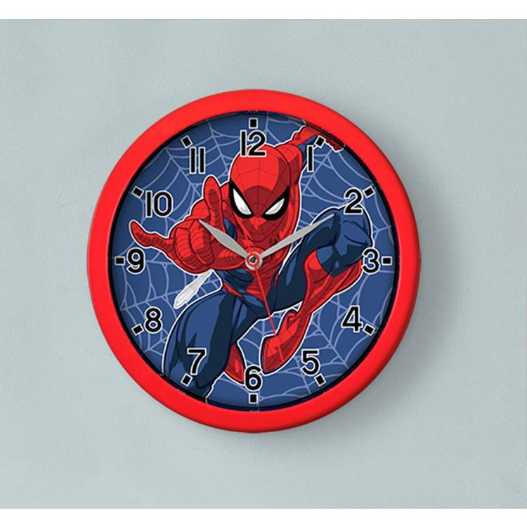 Disney Marvel Spider-Man kids wall clock red 25cm, UK version