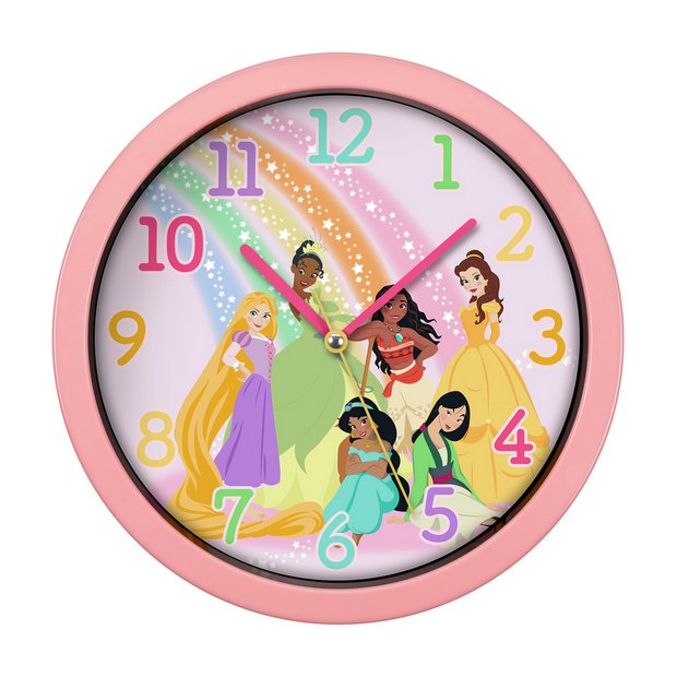 Disney Princess kids wall clock pink 25cm, UK version