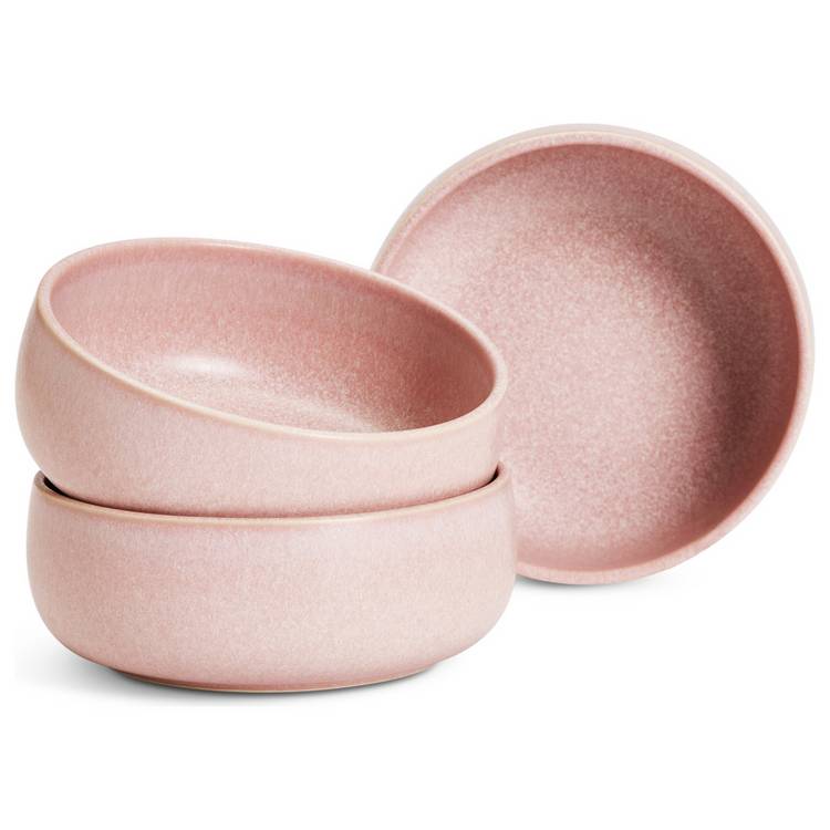 Habitat stoneware nibble bowls pink set of 3, imported from the UK