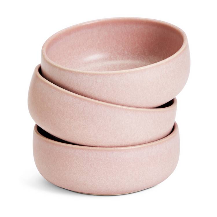 Habitat stoneware nibble bowls pink set of 3, imported from the UK