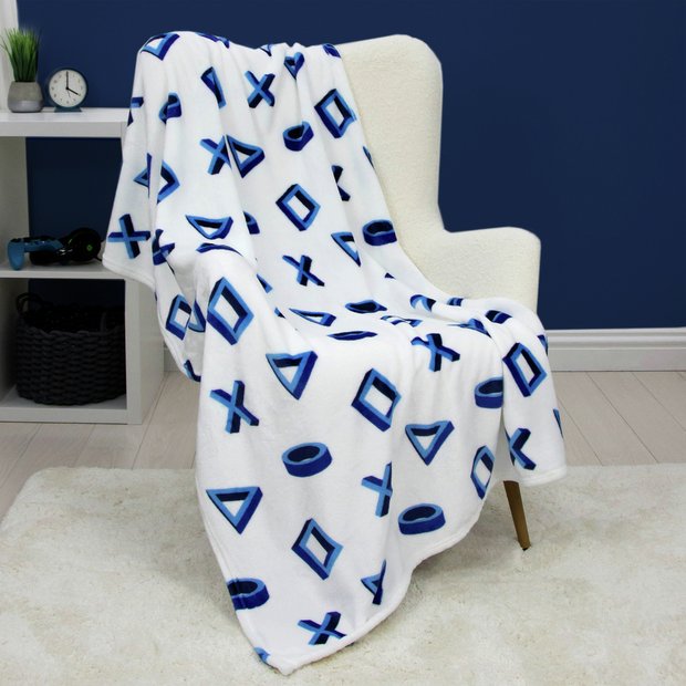 Sony PlayStation fleece throw blue and white 150x100cm, UK version