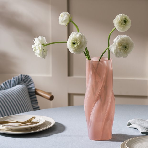 Habitat twisted pink glass vase 30cm - British product