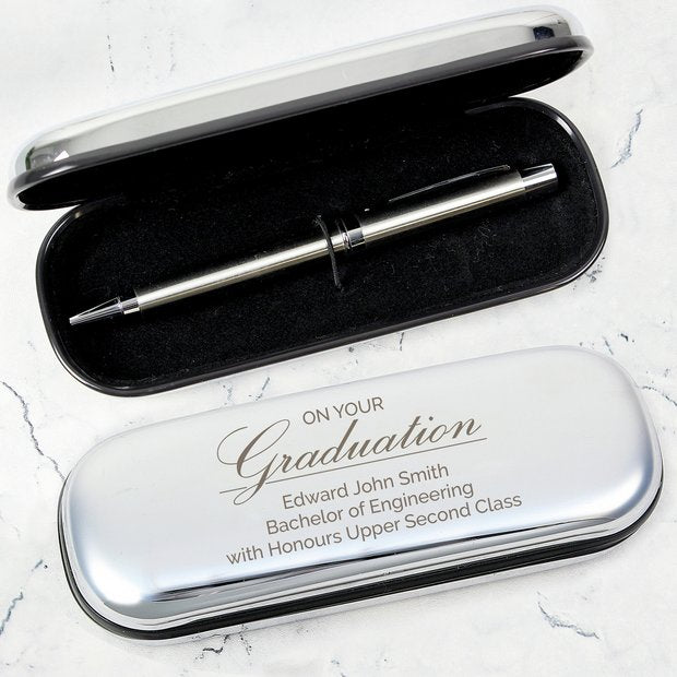 Personalised graduation ballpoint pen black 14 cm (British brand)