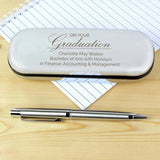 Personalised graduation ballpoint pen black 14 cm (British brand)