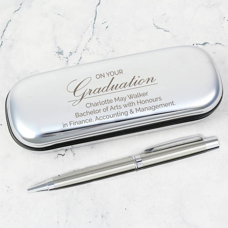 Personalised graduation ballpoint pen black 14 cm (British brand)