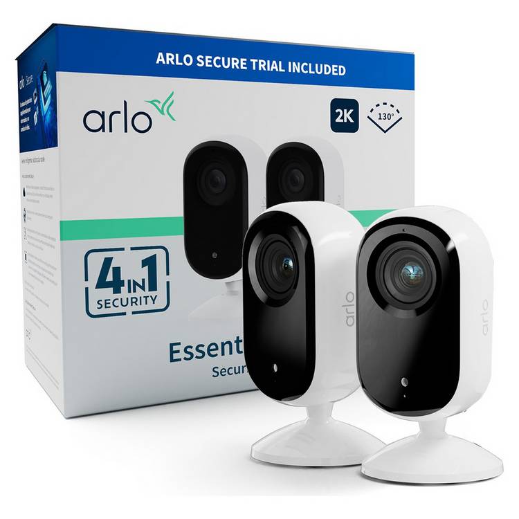 Arlo Essential 2K indoor security camera pack of 2, UK version