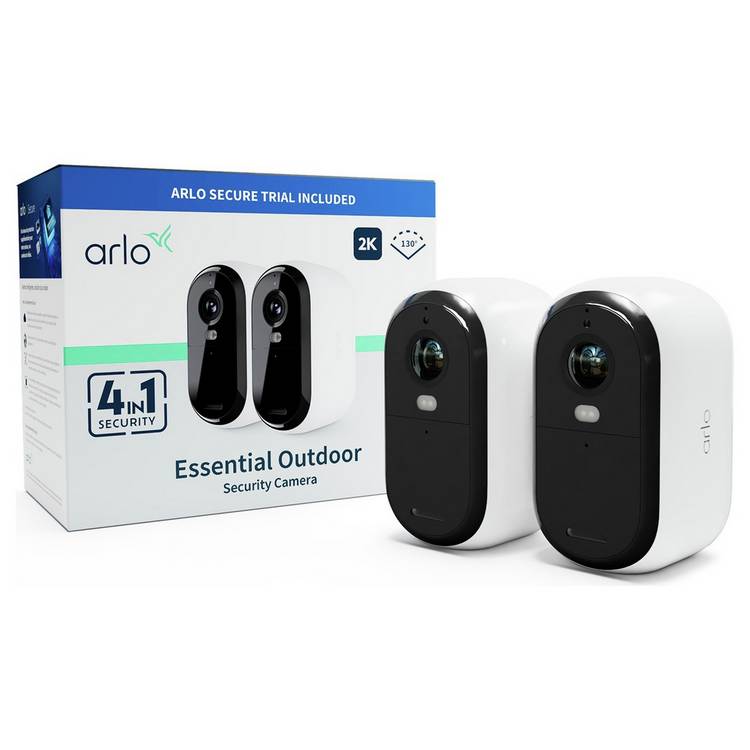 Arlo Essential 2K outdoor security camera pack of 2 (British brand)