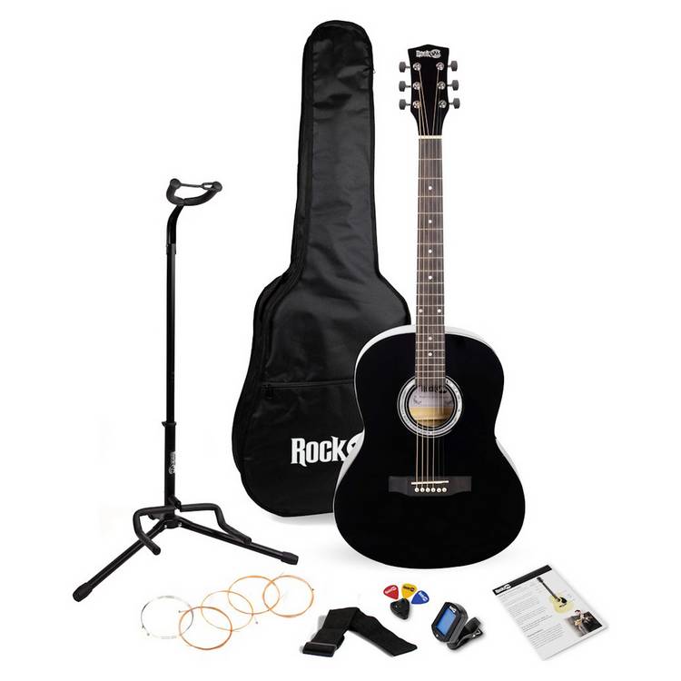 RockJam acoustic guitar package black full size, imported from the UK