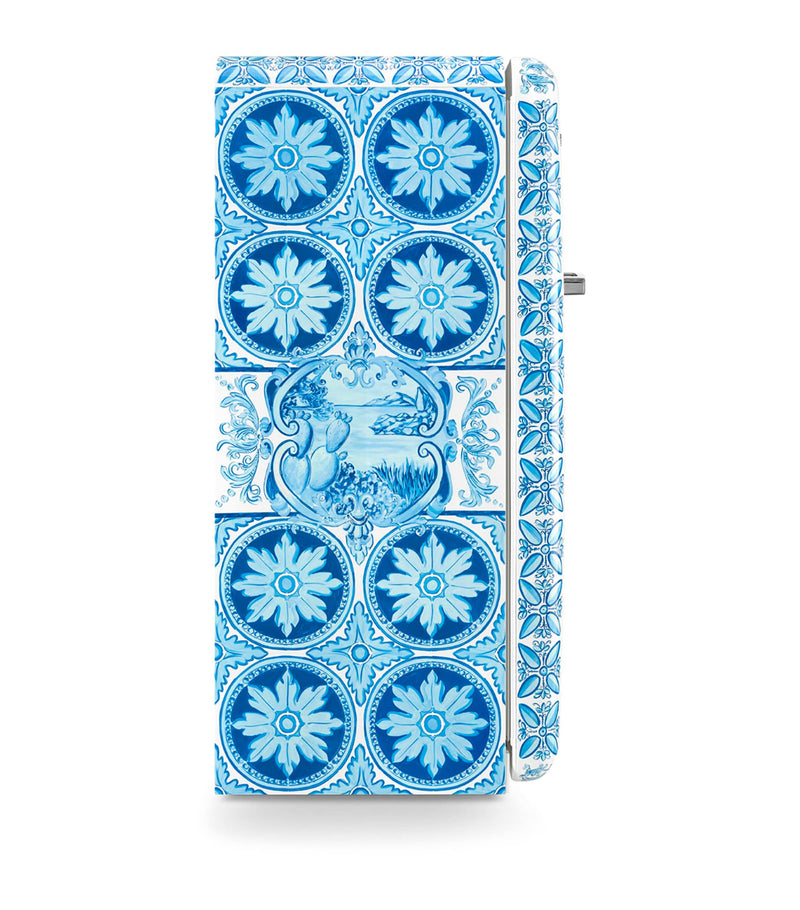 Smeg and Dolce Gabbana retro Maiolica fridge with Greek temple design (British brand)
