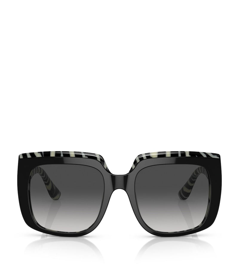 Dolce&Gabbana acetate square sunglasses with zebra tortoiseshell finish, imported from the UK