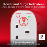 Masterplug surge protected extension lead 6 socket 5m cable, UK version