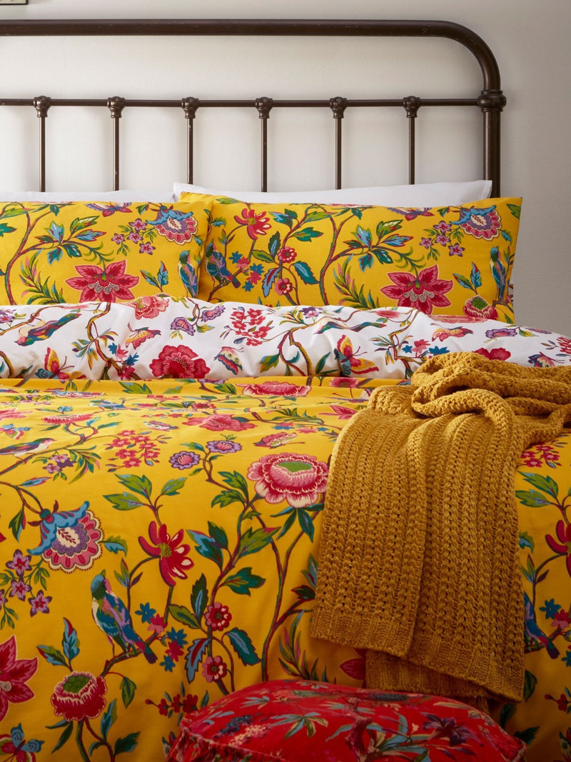 Furn Yellow Pomelo Reversible Floral Duvet Cover and Pillowcase Set