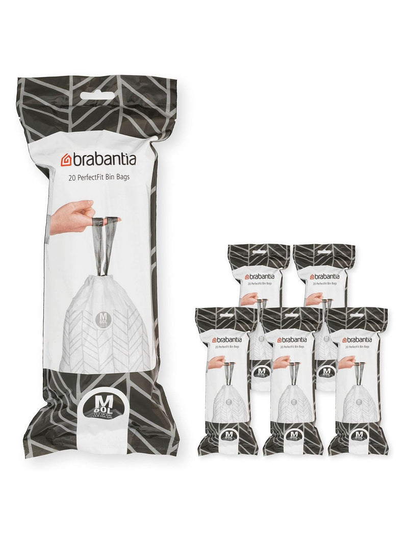 Brabantia White PerfectFit Bags Code M 60L 120 Bin Bags